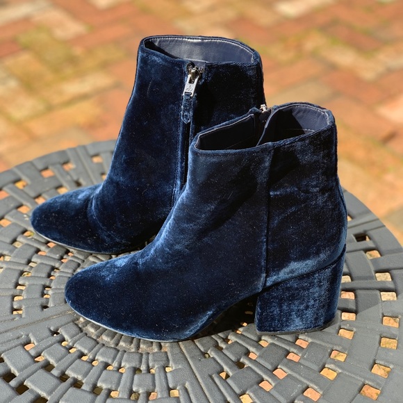 Anthropologie Sam Edelman Blue Velvet Taye Ankle Booties size 8-1/2 - Picture 8 of 17